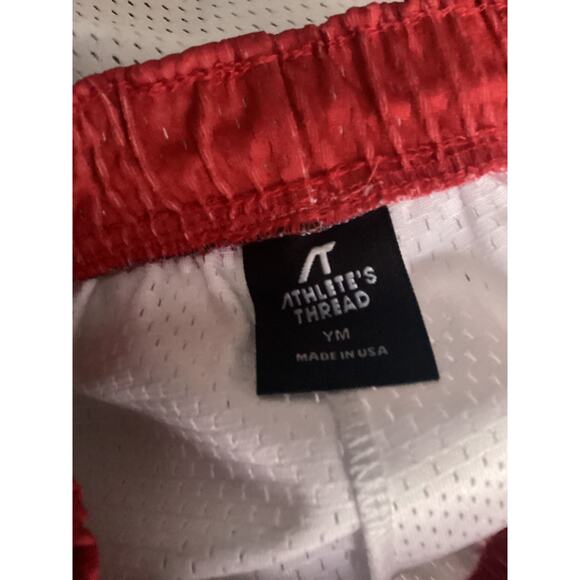 Athlete's Thread White Red Authentic Rebels Basketball Shorts Boys Size Medium - Picture 5 of 5